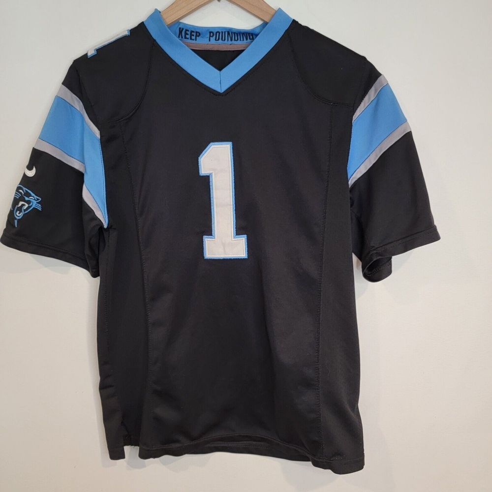 Carolina Panthers Cam Newton #1 Black Youth Large NFL Embroidered Jersey